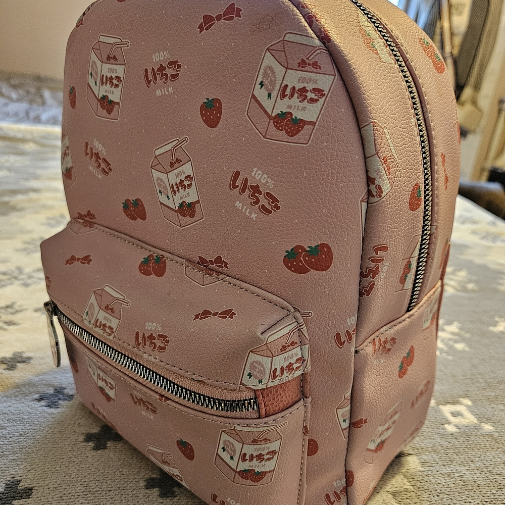 Hot Topic Pink Strawberry Milk Kids Backpack